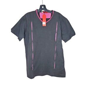 Rare Vassari XL Black Pink Designer Short Sleeve Slim Fit Shirt | Vintage Urban
